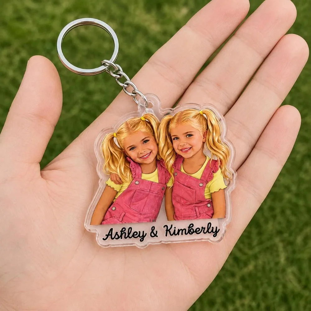 Acrylic Photo Keychain 1 - Custom Photo Keychain, Personalized Photo Keychain, Customizable Text Souvenir