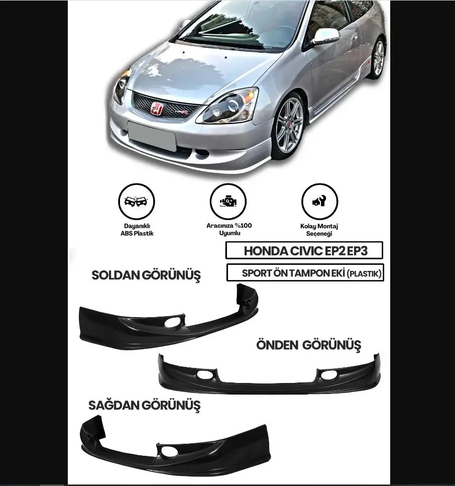 FOR Honda Civic Sport Front BUMPER Attachment Ep2 Ep3  Plastic - Body Kit Spoiler Diffuser Lip Side Skirts Wings Antenna Tires