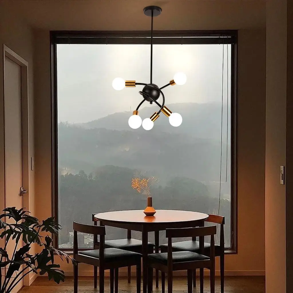 

Современный скандинавский кованый потолочный светильник «Спутник», железная люстра E27, светодиодный потолочный светильник для кухни, гостиной, спальни, ресторана, кафе