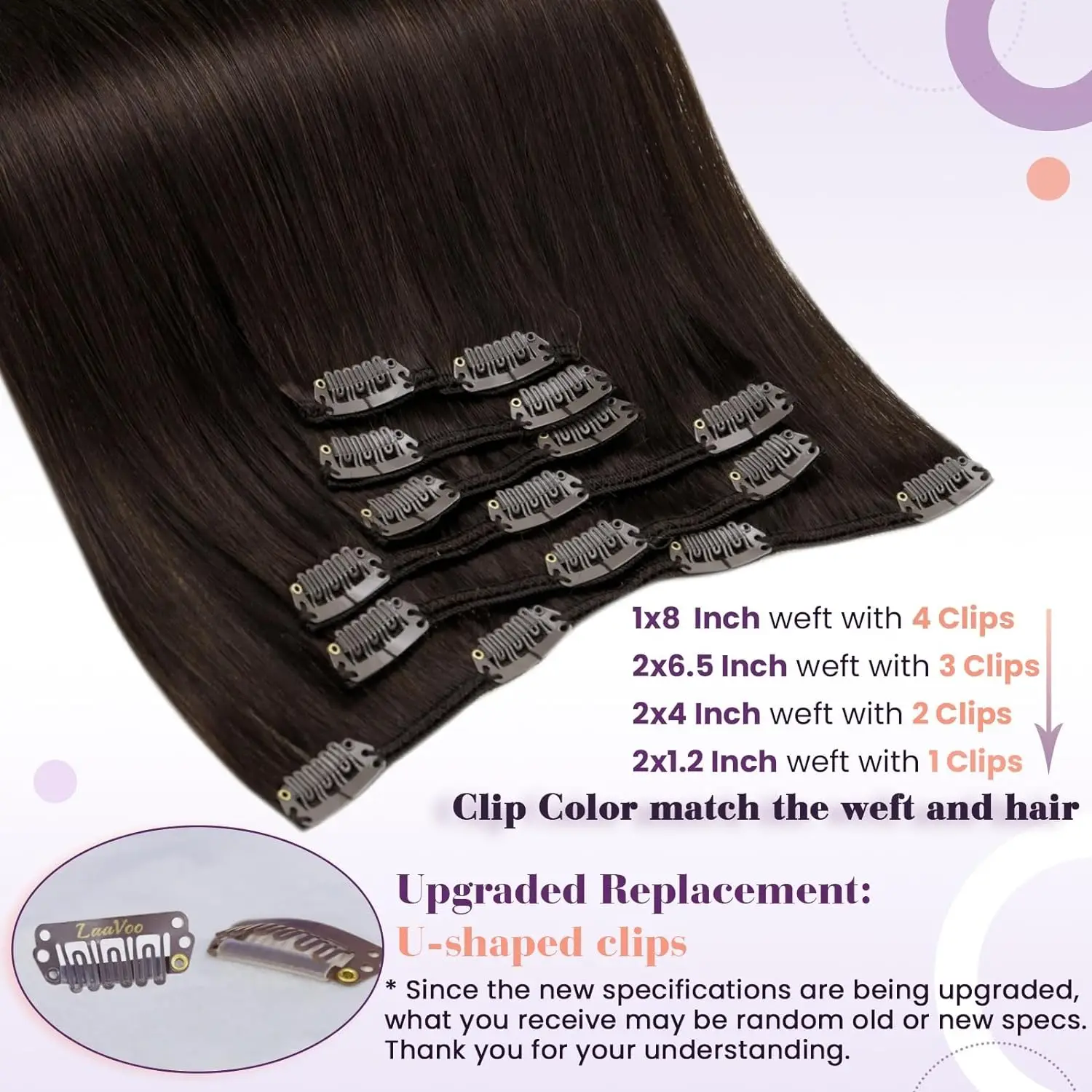 LaaVoo Menselijk Haar Clip in Remy Hair Extensions 10-24 inch Zwart Haar 100% Echt Natuurlijk Recht Braziliaans Haar Extensions Clip op