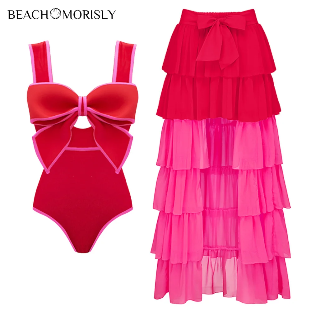 2024  Women Swimsuit Vintage 3D Bow-tie One Piece  Set Vacation  Swimwear  Bikini Monokini  Beachwear Bathing Suit