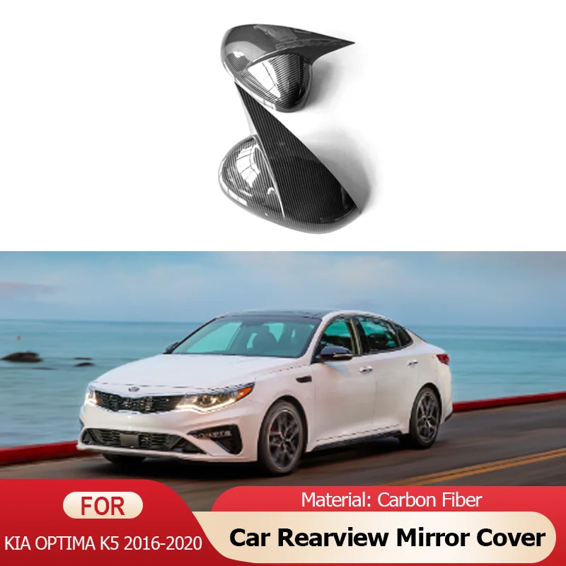 

Carbon Fiber Car Rearview Side Mirror Cover Wing Cap Exterior Door Rear View Case Trim for Kia Optima K5 JF 2016~2020 2018 2019