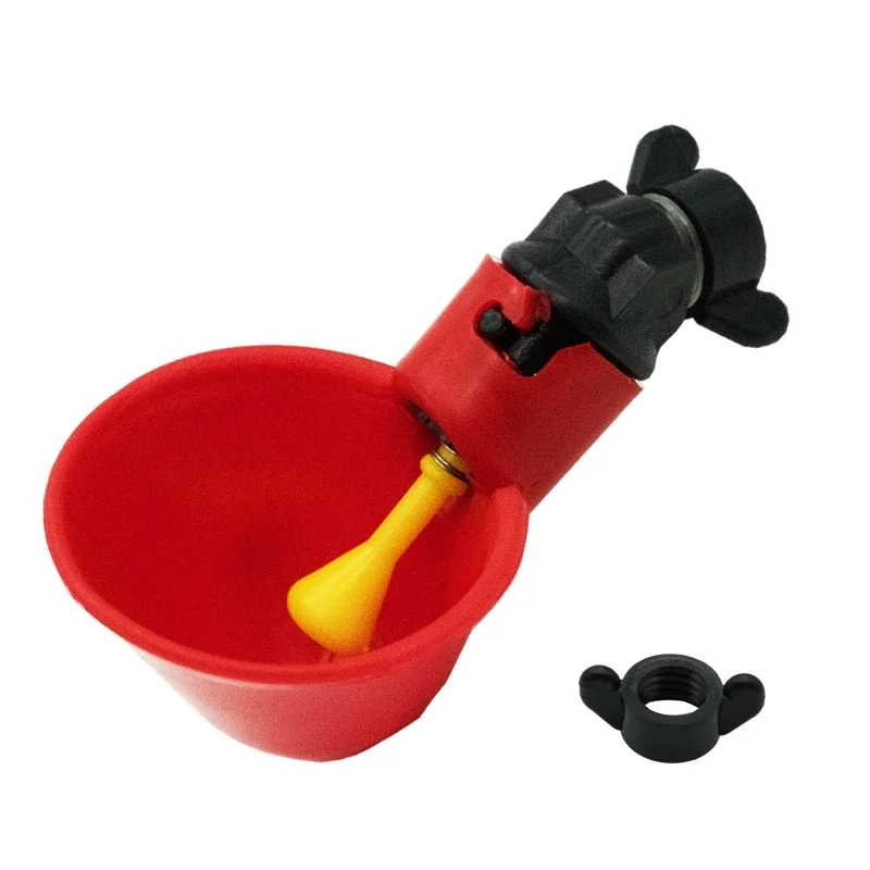1 pièces rouge automatique poulet tasse à boire bouchon à vis abreuvoir bol d'eau avec mamelon ferme volaille mangeoire caille système de boisson