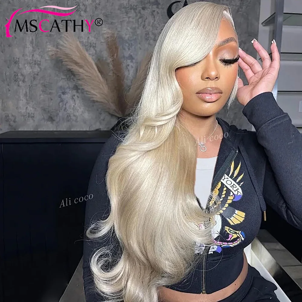 13x4 Platinum Blonde Lace Front Wigs 100% Humen Hair Long Body Wave Natural Wave Transparent lace Wig Pre Plucked With Baby Hair