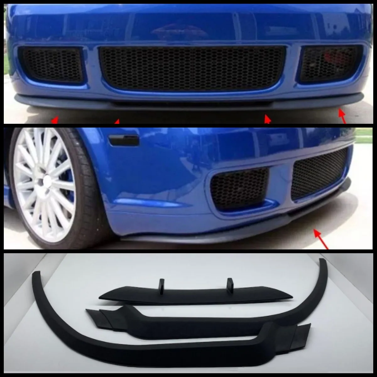 For VW Volkswagen Golf MK4 R32 CUPRA Front Bumper Lip Universal 3PCs Diffuser Black Bumper Lip Spoiler Body Kit Tuning Protector