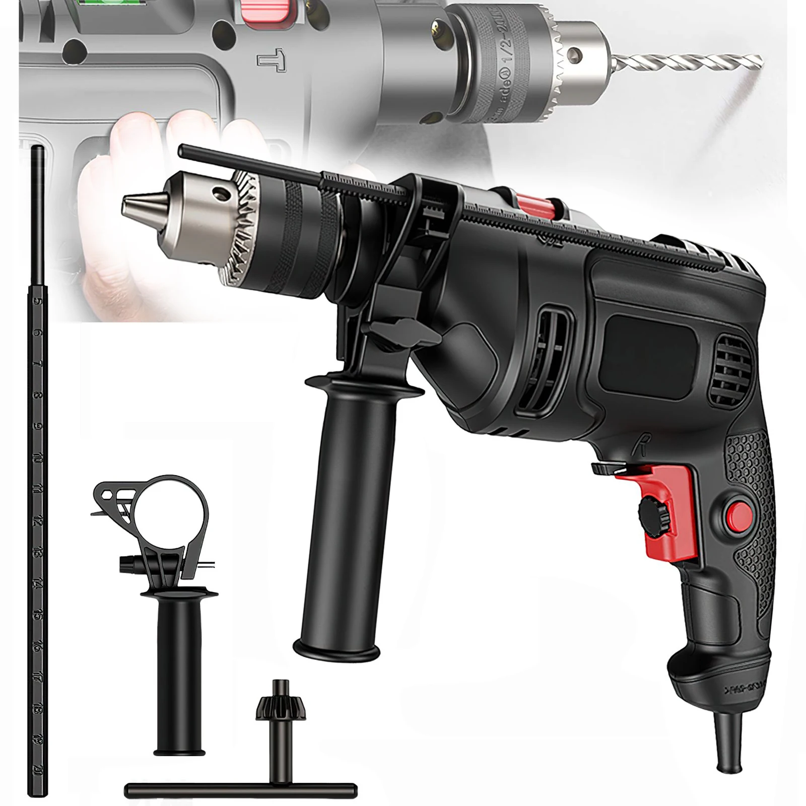 Taladro Atornillador Eléctrico Inalámbrico de Alta Velocidad 0-3000 RPM con Mandril Metálico Sin Llave de 13mm, Herramienta de Reparación Industrial y Doméstica Compatible con Batería Makita de 18V (Sin Batería)