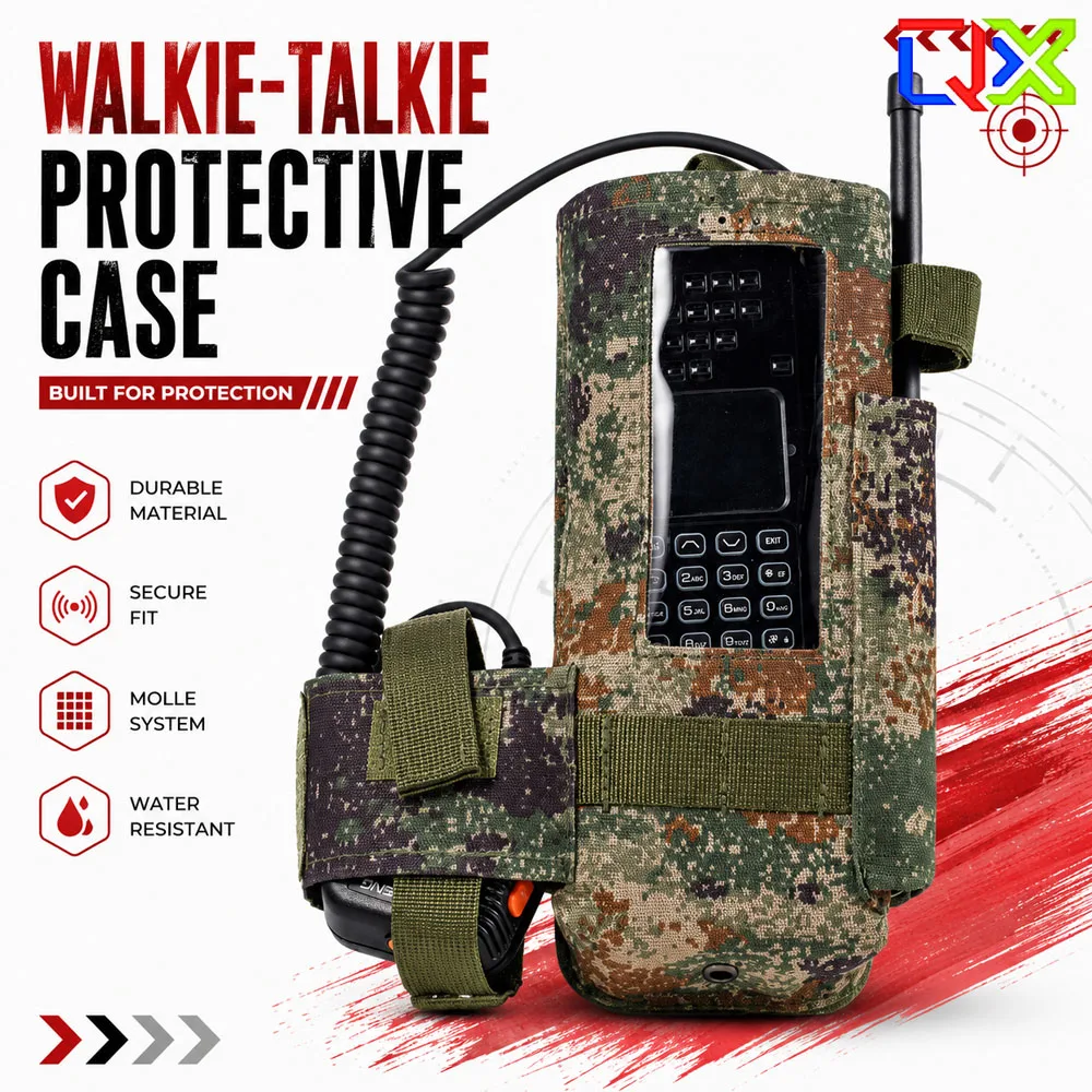 QX Tactical Camo Radio Holder Pouch MOLLE Walkie Talkie Bag Universal Intercom Holster Outdoor Hunting Waist Pack