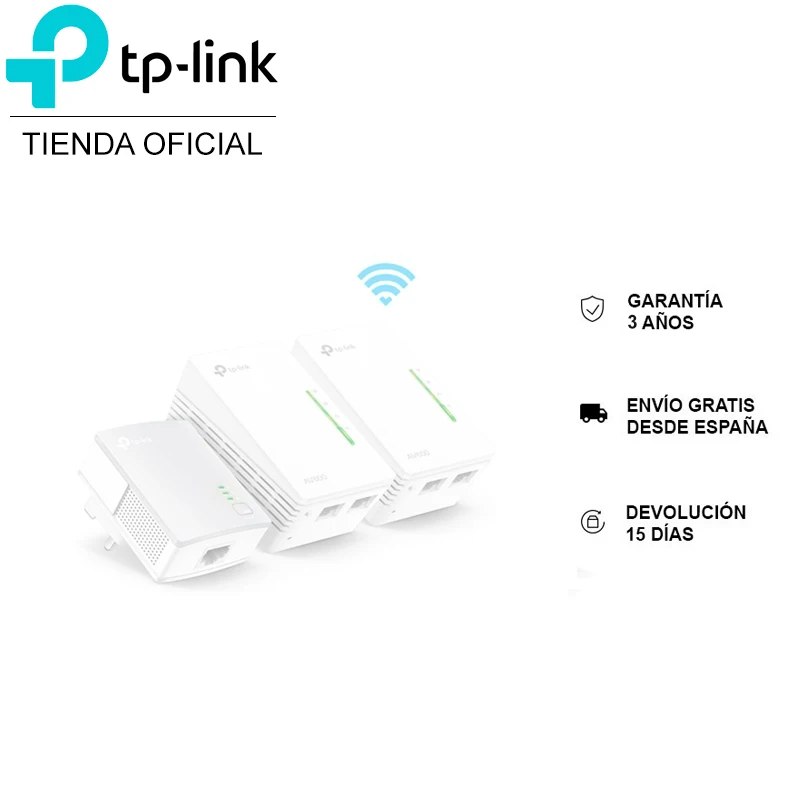 TP-LINK TL-WPA4220T KIT 3 PCs PLC wifi TP Link up to 500 Mbps Wi-Fi AV600 WiFi coverage Router Plug and Play 2 years warranty PLC tplink