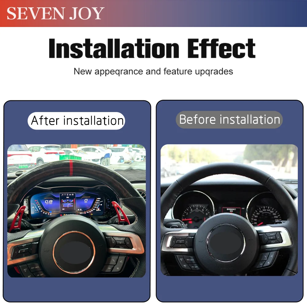 12.3-Inch for Ford Mustang (2015–2021) Digital Instrument Cluster Odometer Tachometer Instrument Cluster iOS Support CarPlay