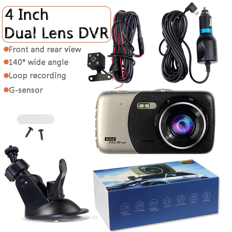 

4.0In IPS Dual Lens Car Camera Auto DVR Camcorder Cars 24H Parking Video Recorder Dash Cam Full HD 1080p Black Box Dvrs Carcam