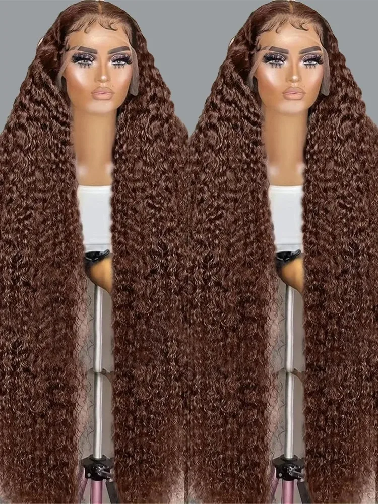 Parrucche per capelli umani marrone cioccolato 30 40 pollici onda profonda 13x6 HD parrucca frontale in pizzo 13x5 parrucche ricci anteriori in pizzo per le donne densità 200