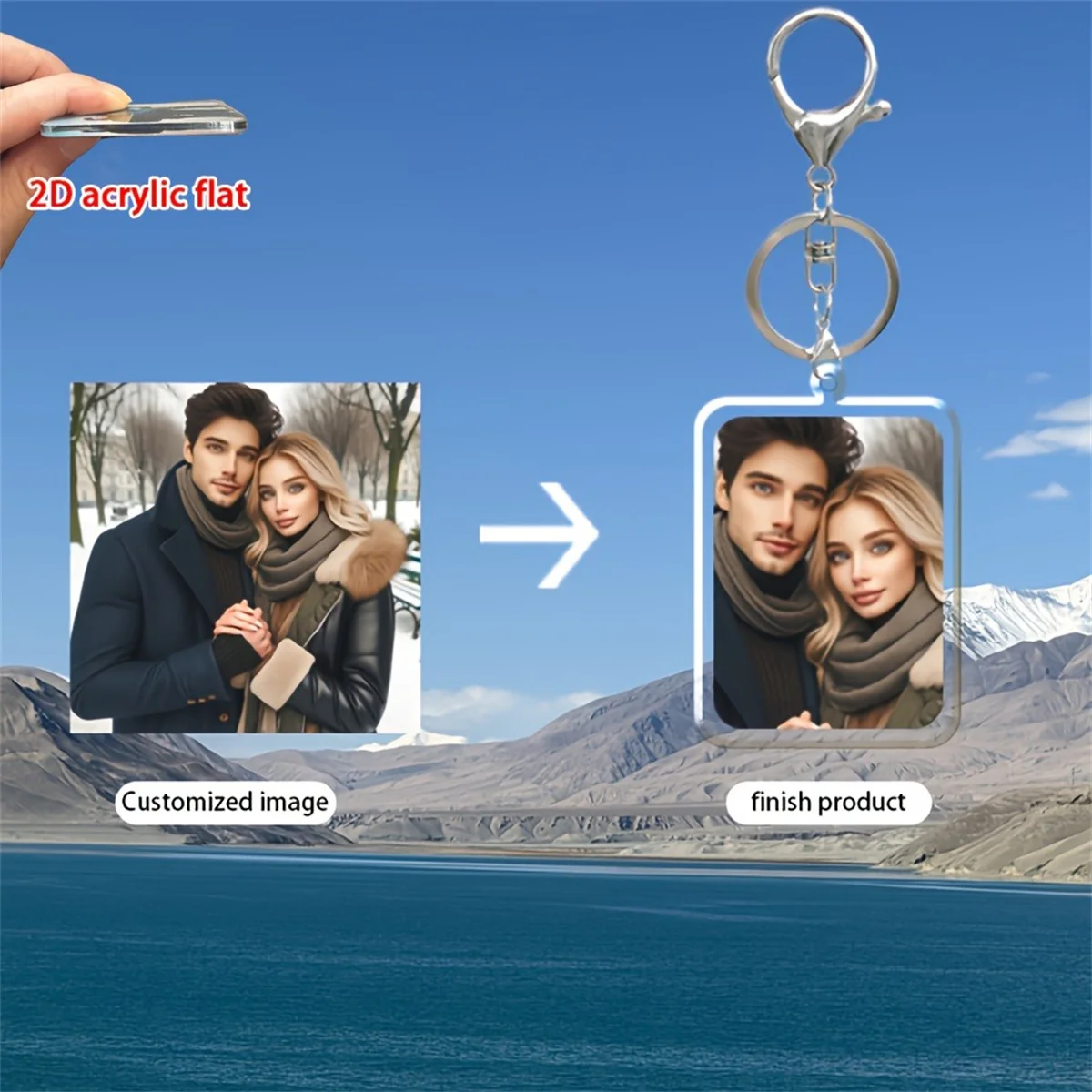 Custom2DFlat Acrylic Photo Keychain — A Uniquely Shaped Acrylic Key Ring That Can Be Personalized With Your Own Photos To Create