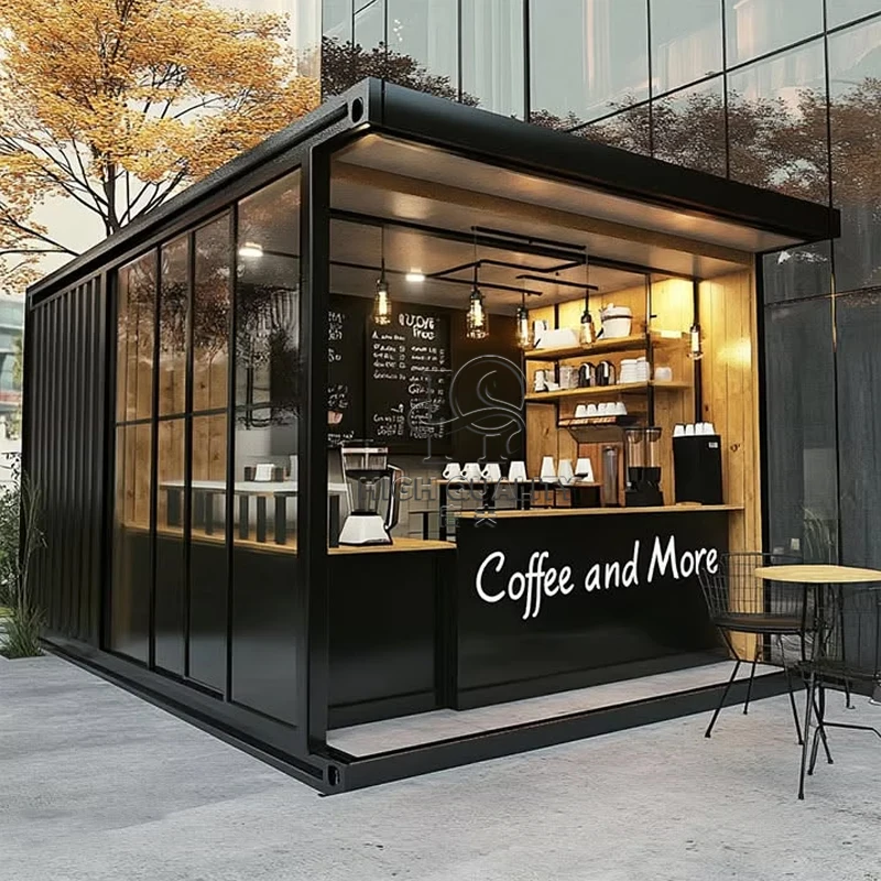High End 20ft Foldable Container Home Coffee Stand Prefab Modular Shop with Insulated Roof and Ventilation System