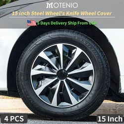 4PCS Universal Wheel Cover 15 Inch Knife Style Hubcap Replacement Hub Cap Wheel Rim Cover PP Tire Accessories Snap On SUV Truck