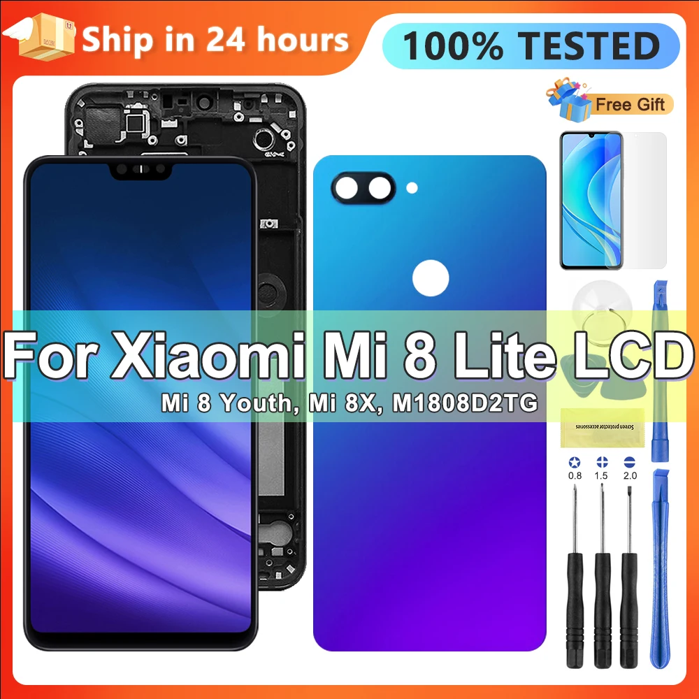 High Quality Mi 8 Lite Screen Replacement, for Xiaomi Mi 8 Youth LCD Display Mi 8X M1808D2TG Touch Screen Assembly with Frame