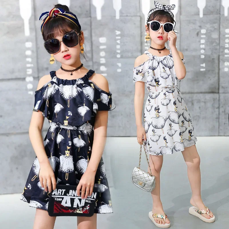 

Girl Dress 2024 Summer Floral Pattern Beach Dress For Girl Bohemia Children Dresses Costume For Girls Teen 5 6 7 8 9 10 12 Years