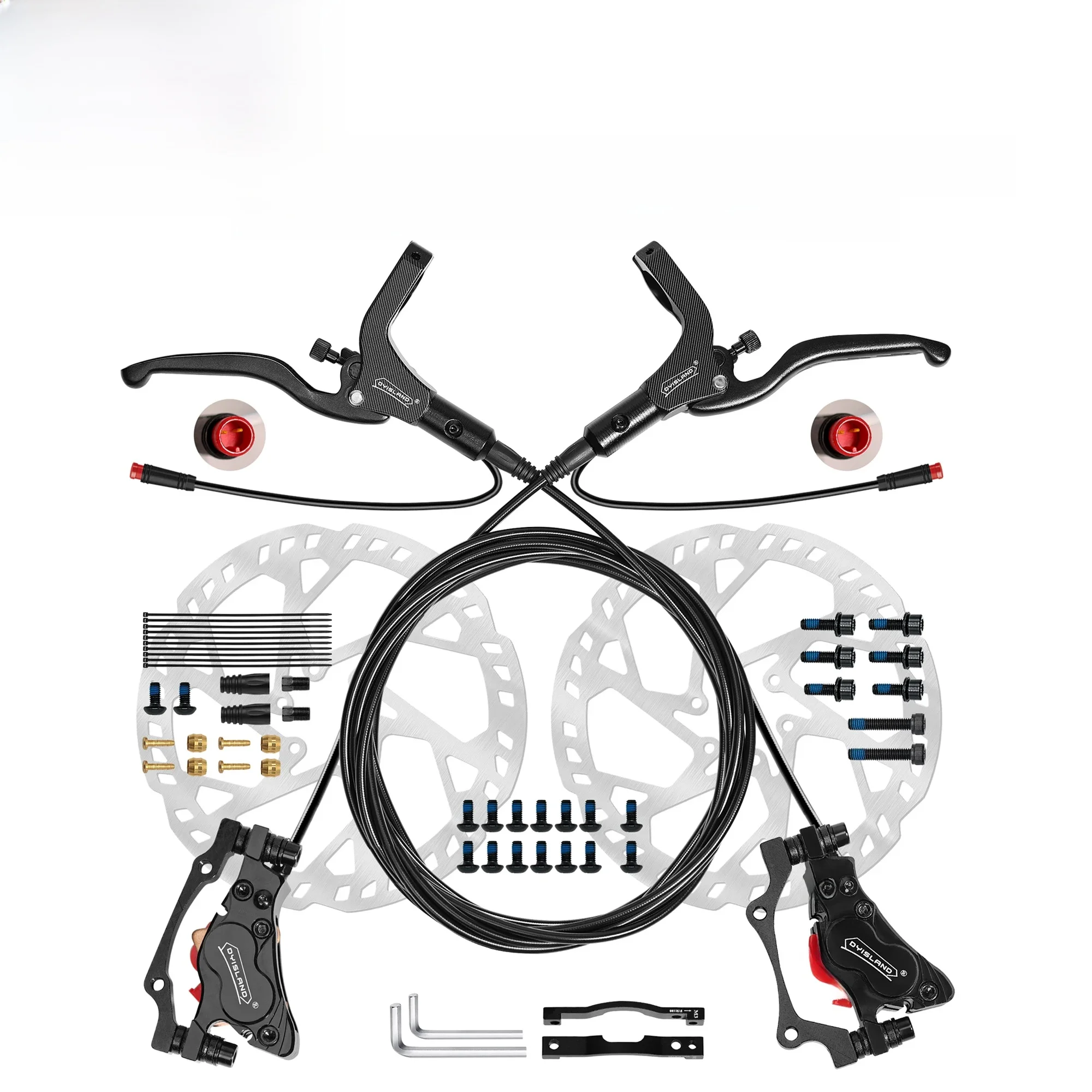 AliExpress NONE DYISLAND LD4X-300 4Pistons E-Bike Hydraulic Disc Brake 2-PIN&3-PIN Power-Off Hydraulic Disc Brake Set With 2Pcs180mm Rotors