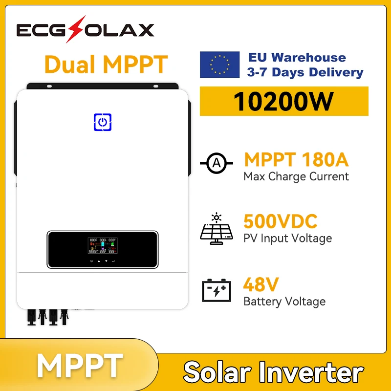 ECGSOLAX 10.2KW Solar Hybrid Inverter 48V 230VAC With Dual MPPT 180A Charging Controller Solar Inverter Charger PV Max 500VDC