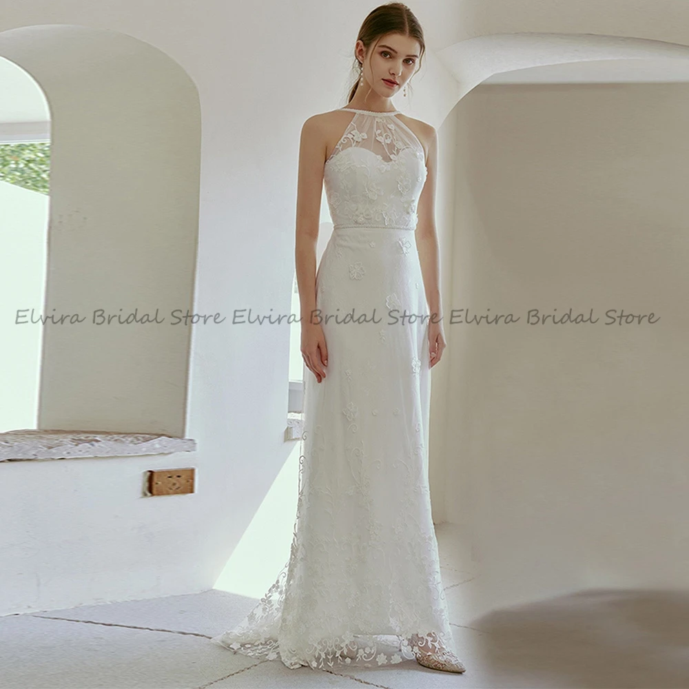 Awesome Jewel 2023 Wedding Dresses Ladies A-Line Tulle with Sweep Train Applique Sequins Spaghetti Straps Backless Bridal Gowns