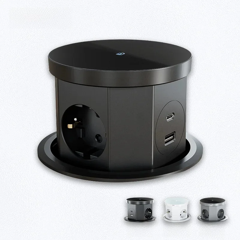 YINKA pop-up tafelcontactdoos hijsaansluiting, USB Type-C stopcontact, EU-aansluiting, 15W draadloos opladen, desktop verborgen hijsaansluiting - afbeelding 2