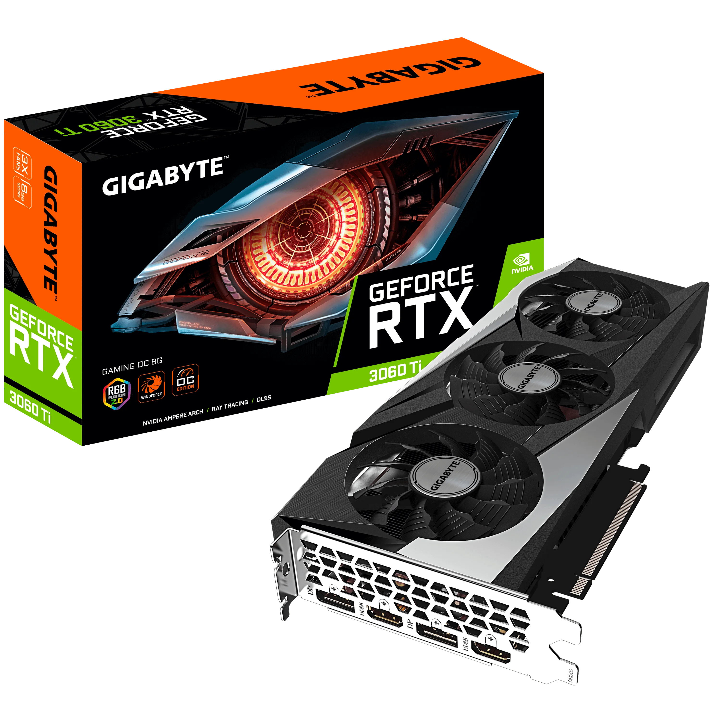 การจัดส่งที่รวดเร็ว GIGABYTE GeForce RTX 3060 Ti GAMING OC 8GB GDDR6 กราฟิกการ์ด