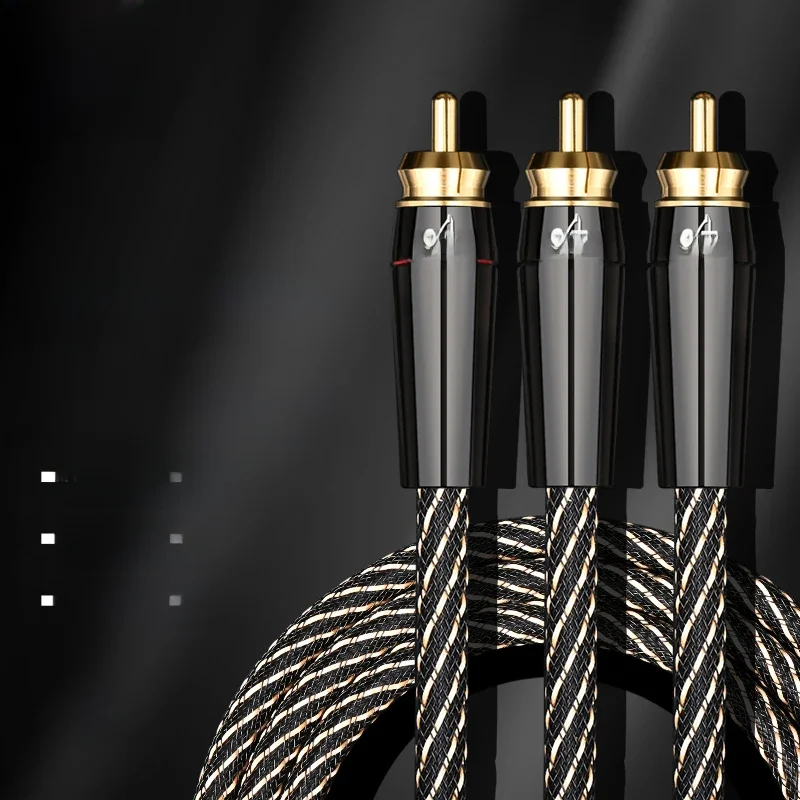 Kabel audio HIFI RCA do 2RCA 6N OFC, kabel Y do subwoofera, kabel audio RCA 1 męski na 2 męskie do głośników, DVD, TV, wzmacniacza — zdjęcie produktu 7