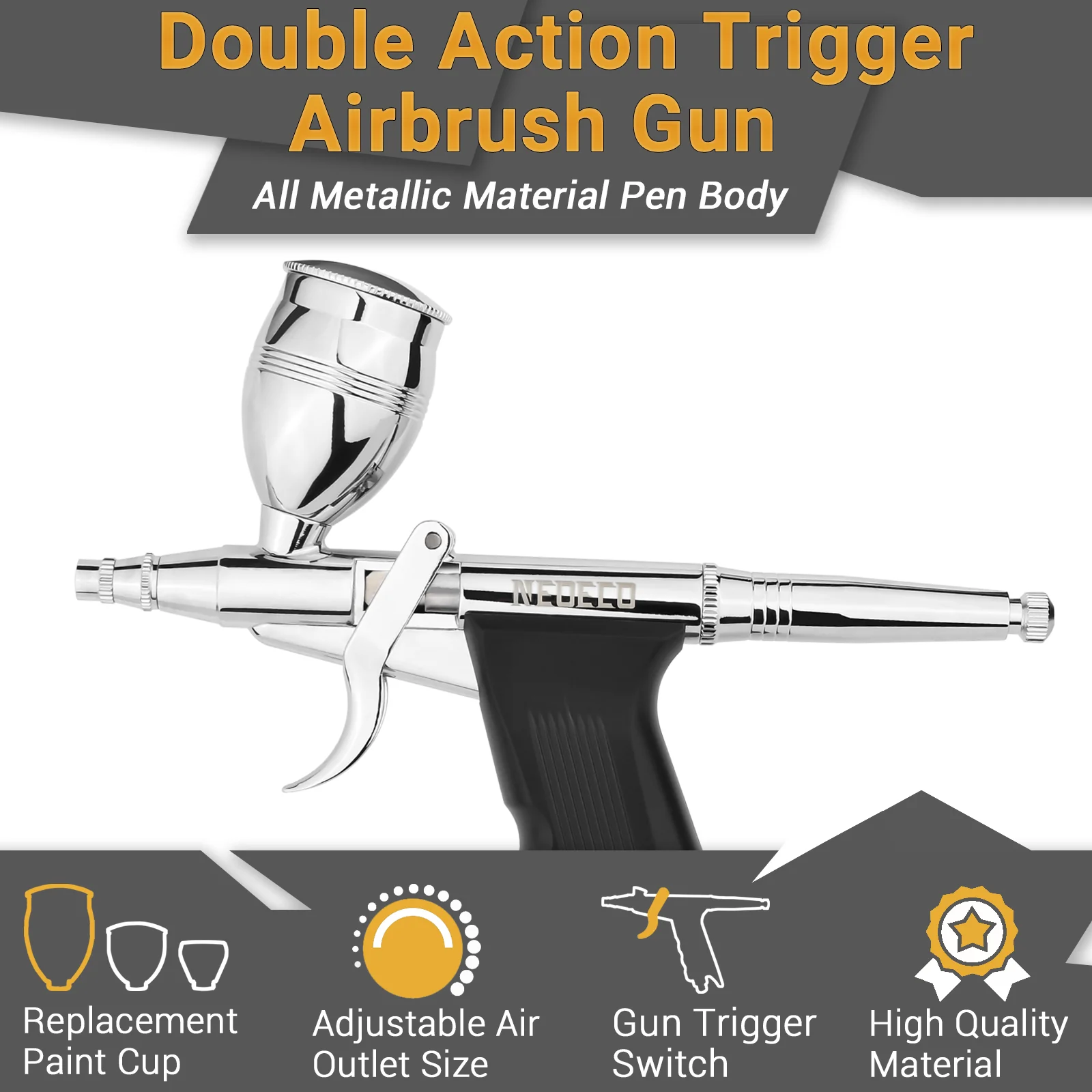 Pistolet pulvérisateur de rajeunissement par gravité à double action pour touristes, 0.2mm, 0.3mm, 0.5mm, 2cc, 5cc, 13cc, ensemble d\'aérographe,