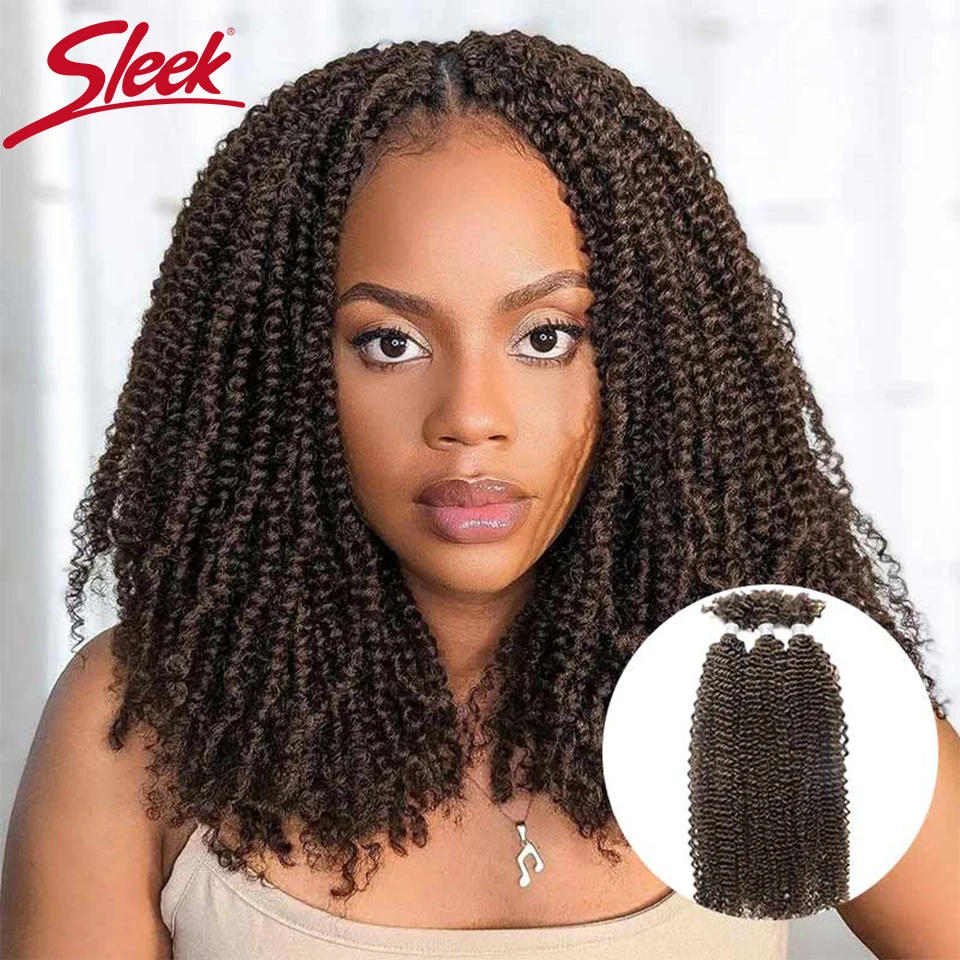 Kinky Twist Crochet Braiding Hair 100% Human hair Bundles Sleek Curly Human Hair Bulks QVR 3 PCS Afro Kinky V Bulk Hair for