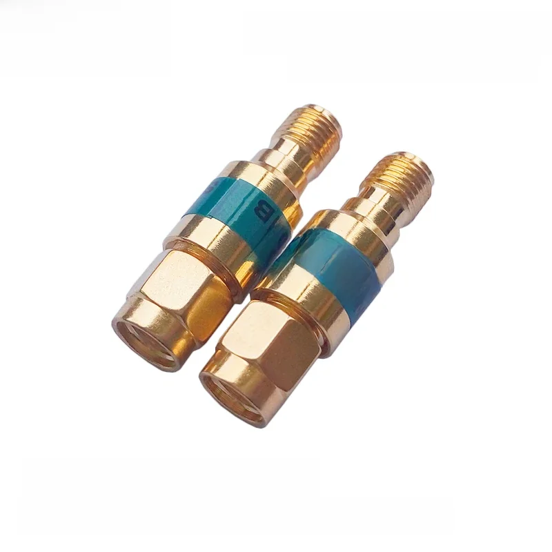 1 szt. 2W DC-6GHz SMA męski na SMA żeński koncentryczny tłumik RF, tłumik 1/2/3/5/6/10/15/30db, stałe złącza SMA pozłacane — zdjęcie 2