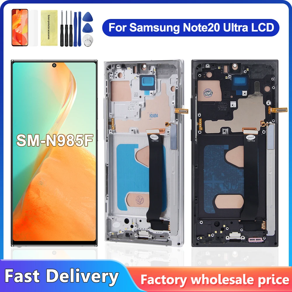 Tested Note 20 Ultra Display Screen, for Samsung Note20 Ultra 5G N985F N986B LCD Display Touch Screen Digitizer with Frame