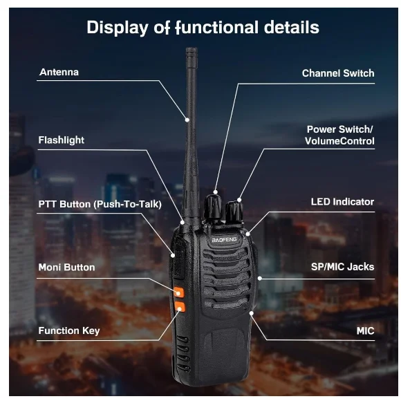 Kit 2 Radio Com unica tor Walk Talk Baofeng 777s mit 16 Kanälen 12km Reichweite 2 zwei Stück-Neverdie Store