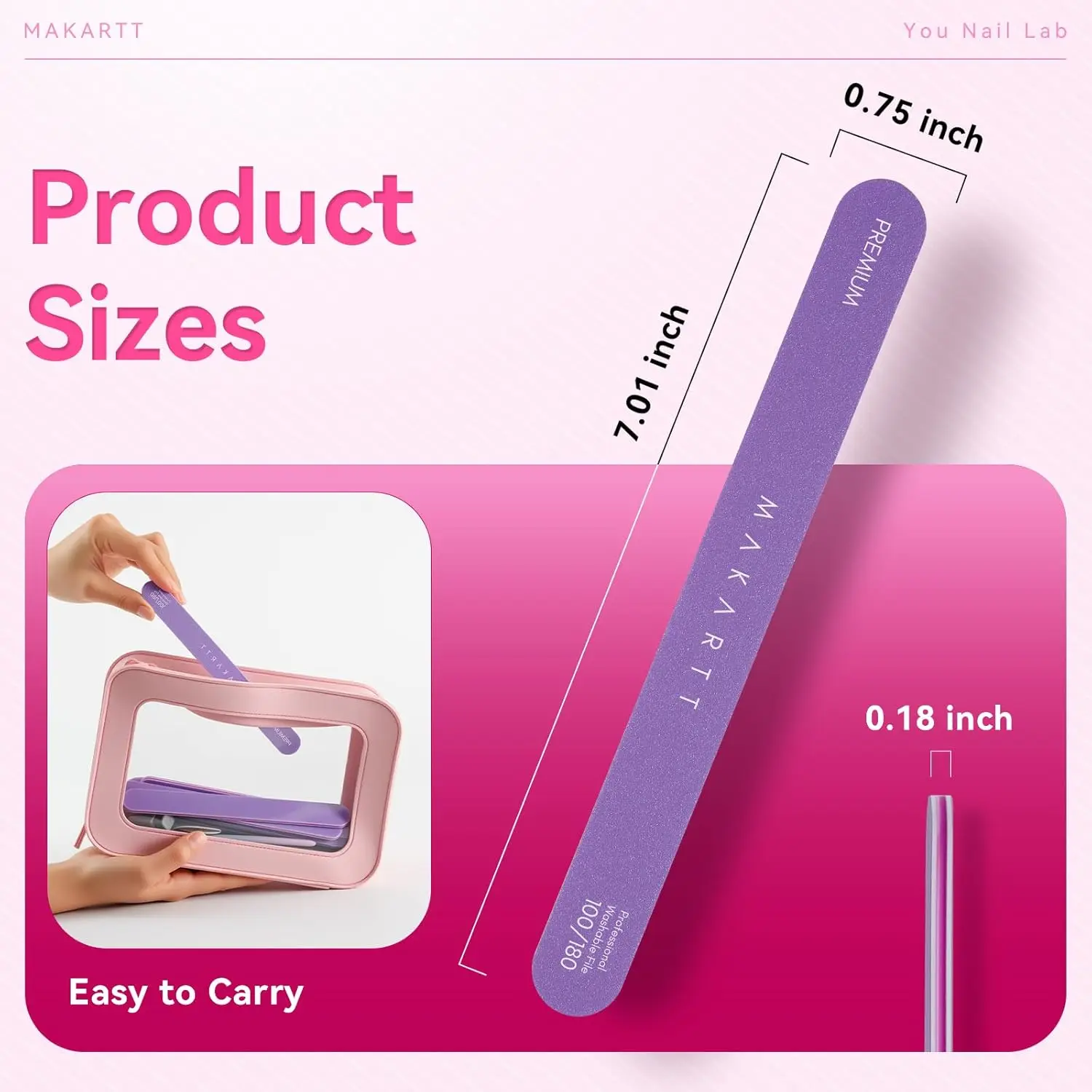 مبرد أظافر ماكارت - 100/180 ألواح صنفرة حبيبة للأظافر، 10 قطع من مبرد أظافر احترافي مزدوج الجوانب لأظافر الأكريليك الطبيعي #6