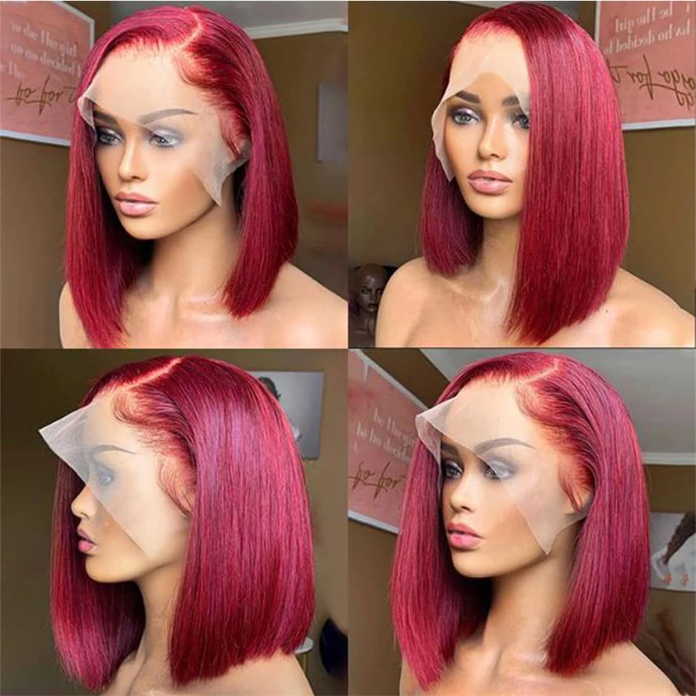 버건디 99J 220 밀도 스트레이트 숏밥 13x4 H - Pre Parted 13X4 Lace Front Bob Wig 리뷰 및 가격