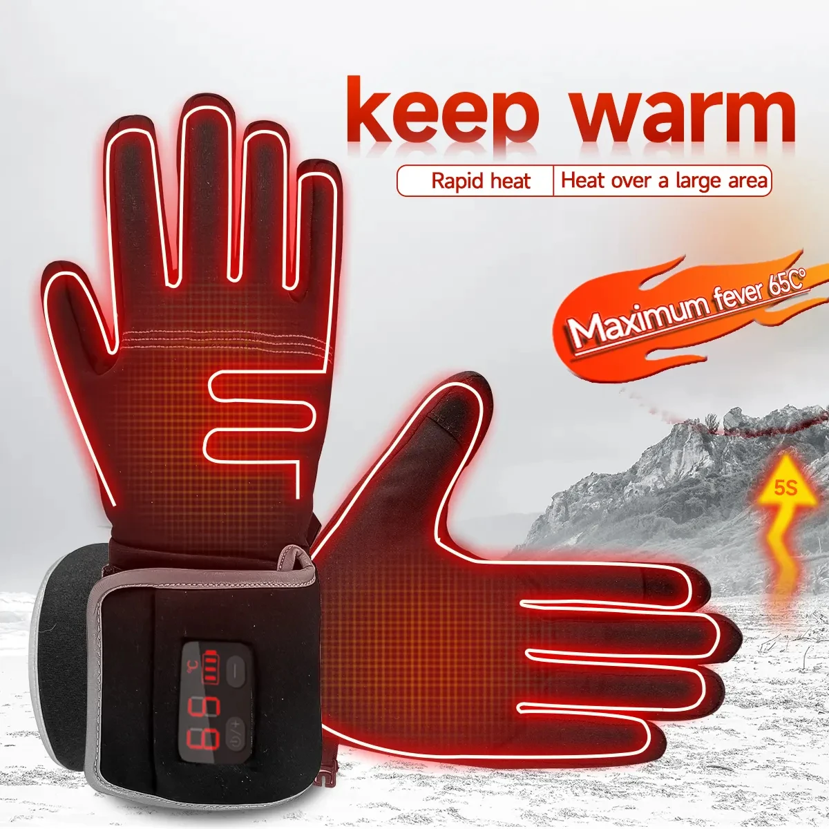 Rechargeable Battery Heated Gloves for Men, Heating Gloves, Thin Section, Ski, Hunting, Camping, Winter