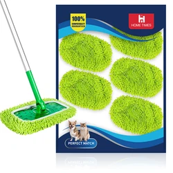 HOME TIMES Reusable Mop Pads Compatible with Swiffer Sweeper Mop, Microfiber Dry Sweeping Cloths, Wet Pads Refills 5 Pack