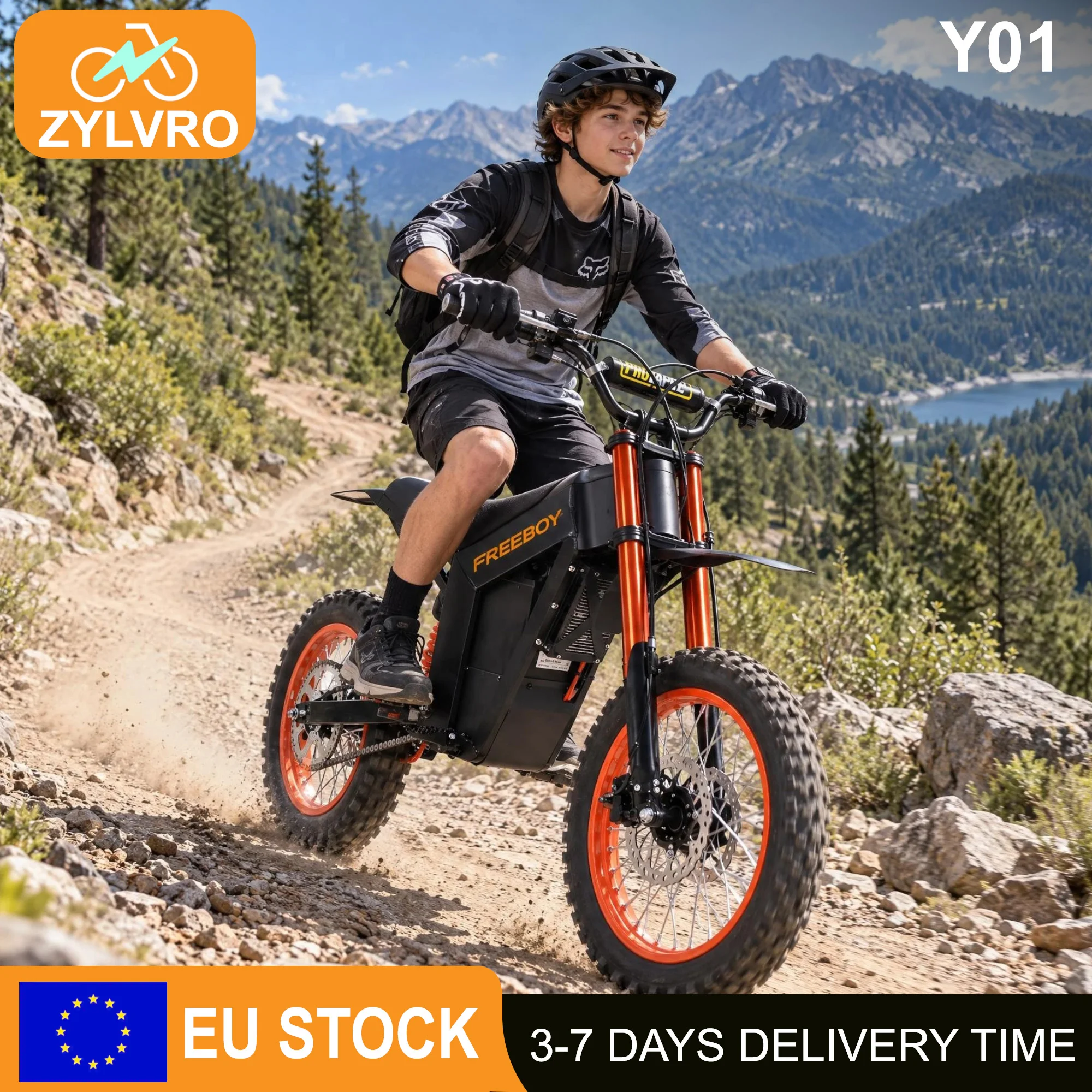 Y01 E-Motorrad für Jugendliche und Erwachsene, 3000W Motor, 48V 30Ah Akku, 55 km/h, bis zu 80 km Reichweite, mit hydraulischen Bremsen und Stoßdämpfung, Mini Offroad E-Bike für 13+ Jahre