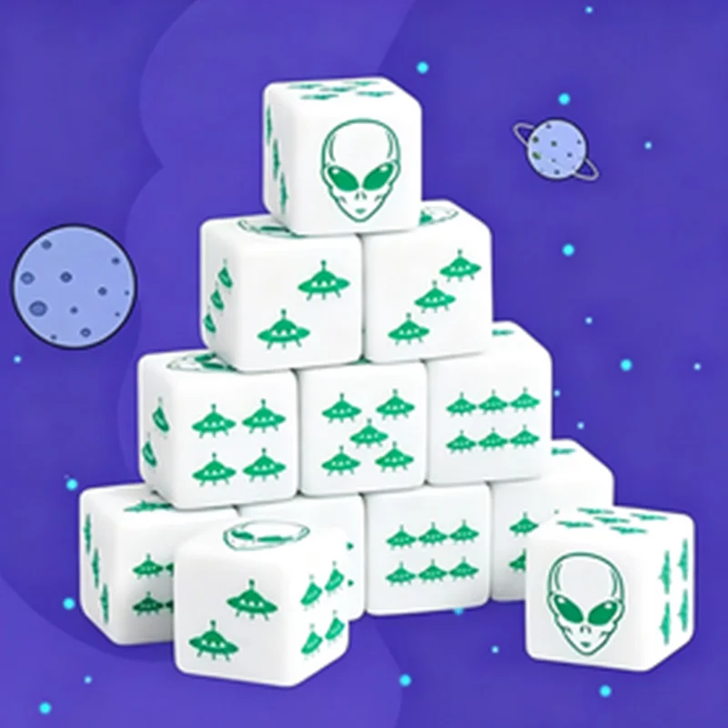 

12Pcs Alien Theme D6 Dice Set Dice for Board Games Role Playing Dungeons and Dragons Party Supplies Gift for Adults Family