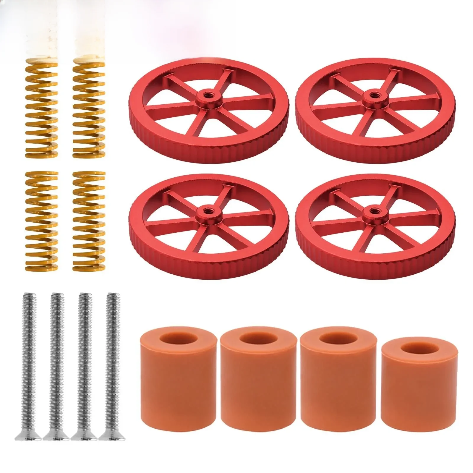 Kit de nivellement de lit chauffant pour imprimante 3D, écrou de nivellement torsadé manuel en aluminium + ressorts + colonne en Silicone 18mm 16mm pour Ender 3/Ender 5/CR-10