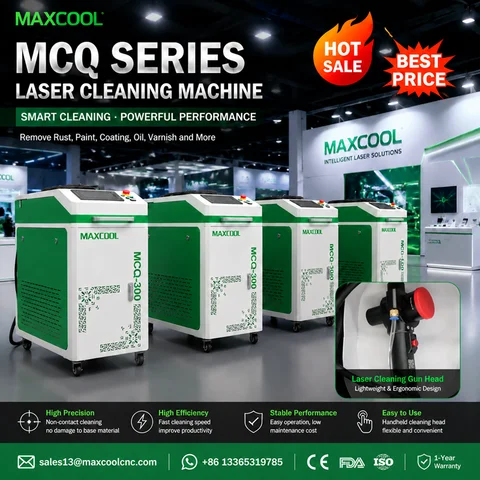 Maxcool Laser Cleaner 300w 500w JPT Pulsed Fiber Laser Cleaning Machine Double Axis Pulse Wood Varnish Paint Laser Cleaner