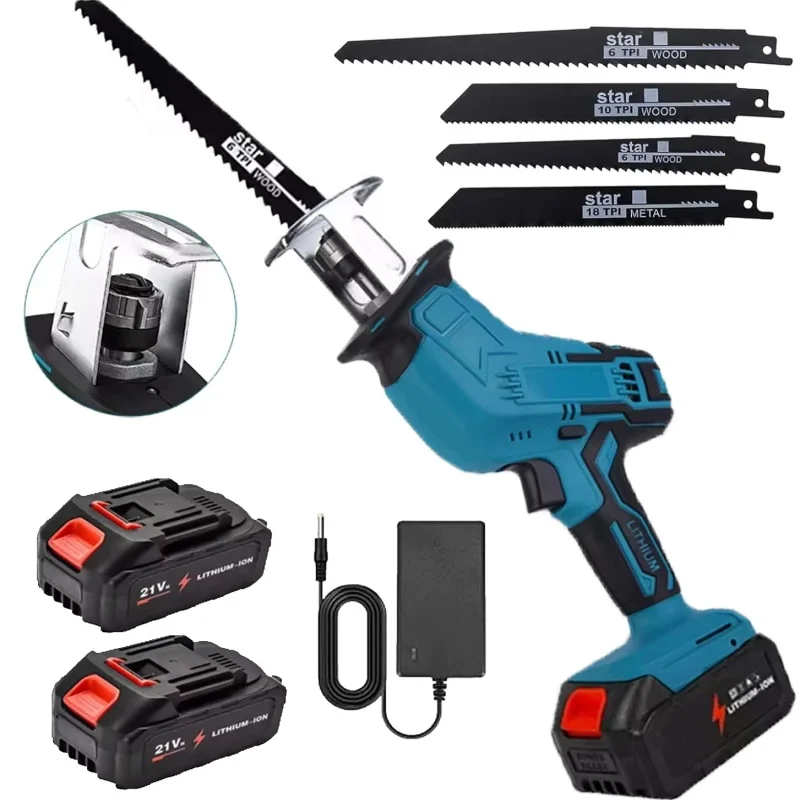 Sierra Recíproca Eléctrica Inalámbrica Bromose de 100 mm, 3000 rpm, Velocidad Variable, Herramienta de Corte de Metal, Sierra Eléctrica para Batería Makita de 18 V