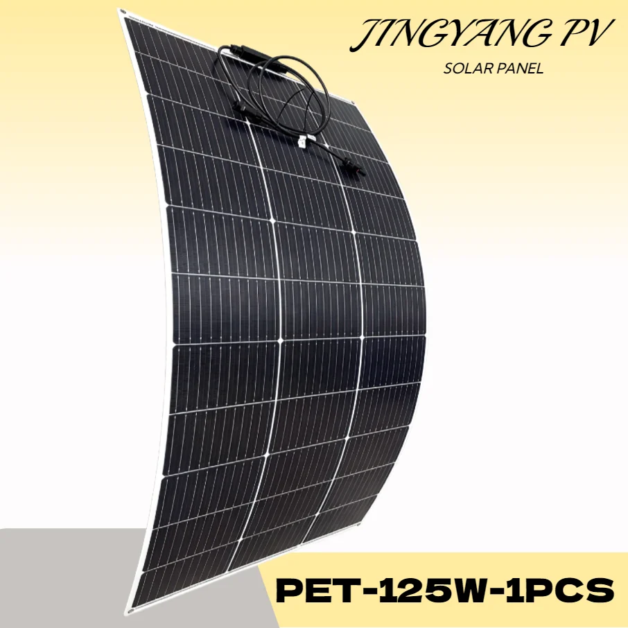 Jingyang Photovoltaik 125W Flexibles Monokristallin-Solarmodul Effizientes Flexibles Photovoltaikmodul für Wohnmobile, Yachten, Hofhäuser und Netzunabhängige Stromerzeugung