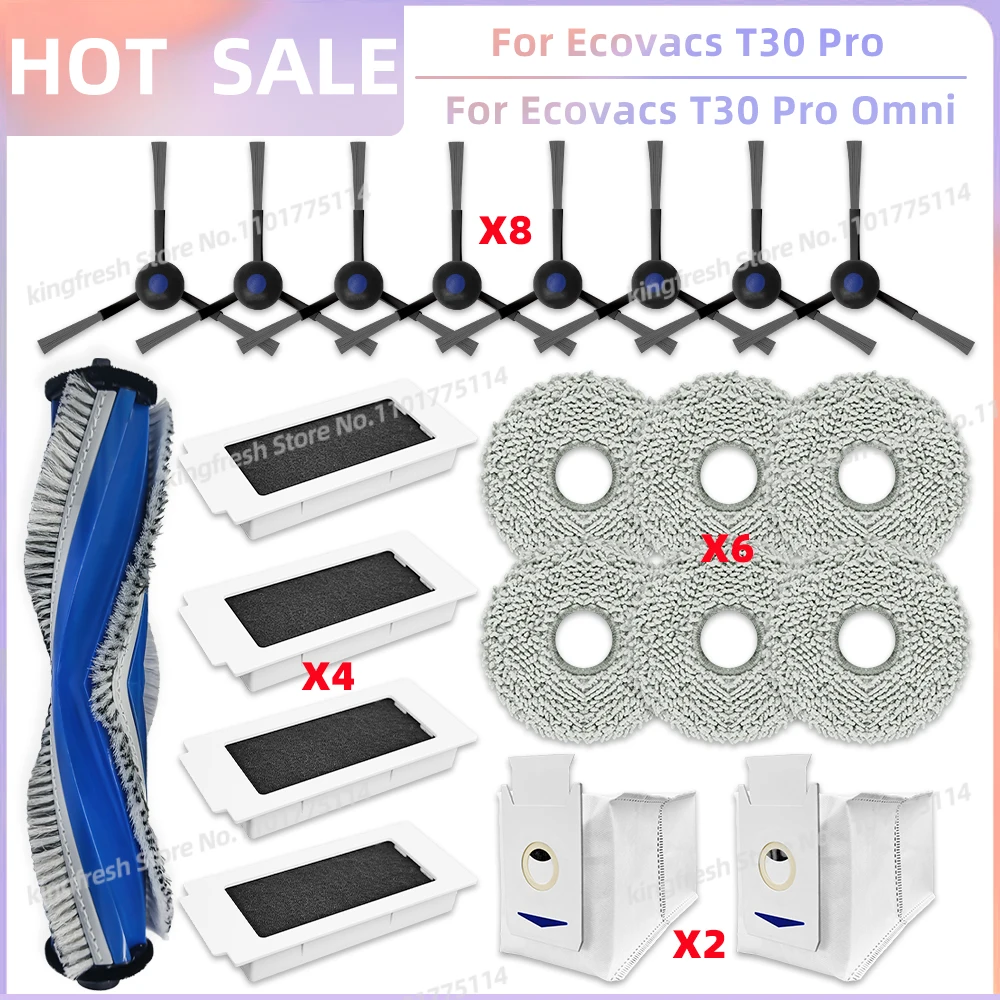 Passend Für Ecovacs T30 Pro Omni / T30 OMNI, Ecovacs Deebot T30e Pro Omni, YEEDI M12 ULTRA PLUS / M12 Pro+ Teile Hauptrolle Seitenbürste Filter Staubbeutel Wischmopptuch