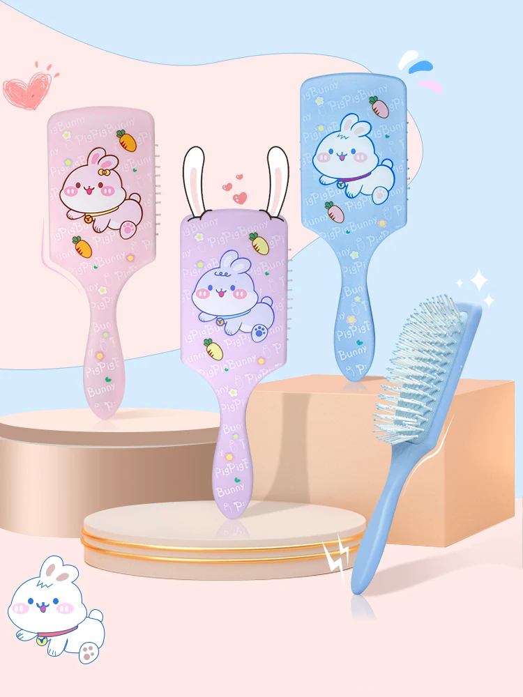 子供用ポータブルエアクッション,ヘアブラシ,理髪ツール,帯電防止,折りたたみ式,かわいい,漫画,子供用