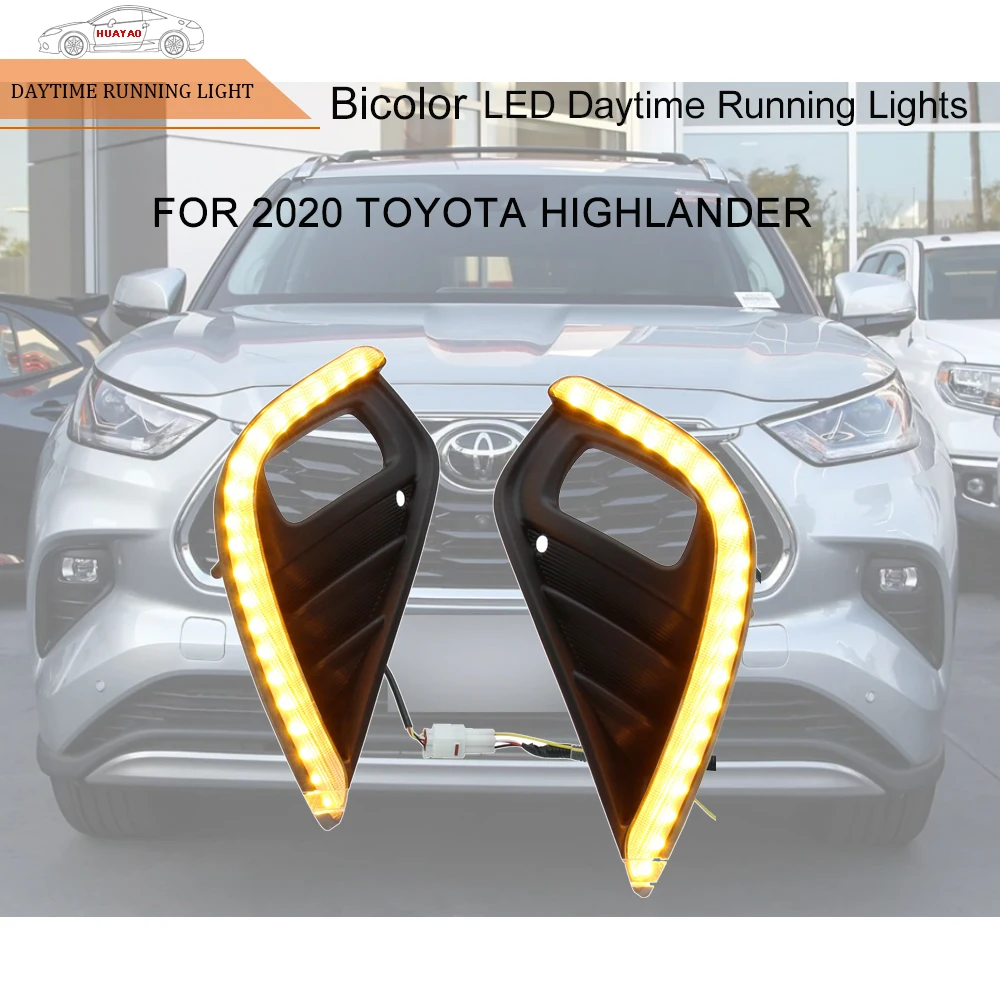 

Для Toyota Highlander 2020, автомобильная фотолампа, модификация, двухцветные дневные ходовые огни, передний бампер, полный комплект