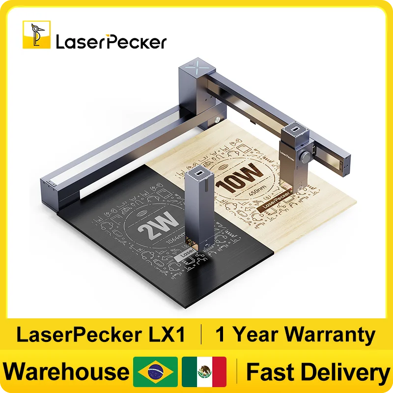 LaserPecker Laser Engraver CNC Machine Foldable Multi-Functional Laser Cutter Engraving Wood Leather Paper Glass Metal LX1