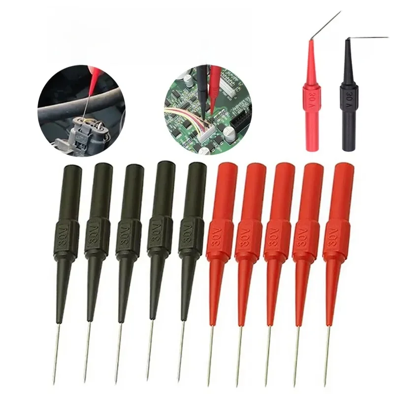 1-20 sztuk 30V narzędzia diagnostyczne multimetr przedłużenie przewodu pomiarowego tylny piercing igła końcówka sondy samochodowe zestaw sond testowych 0.7MM — zdjęcie 2