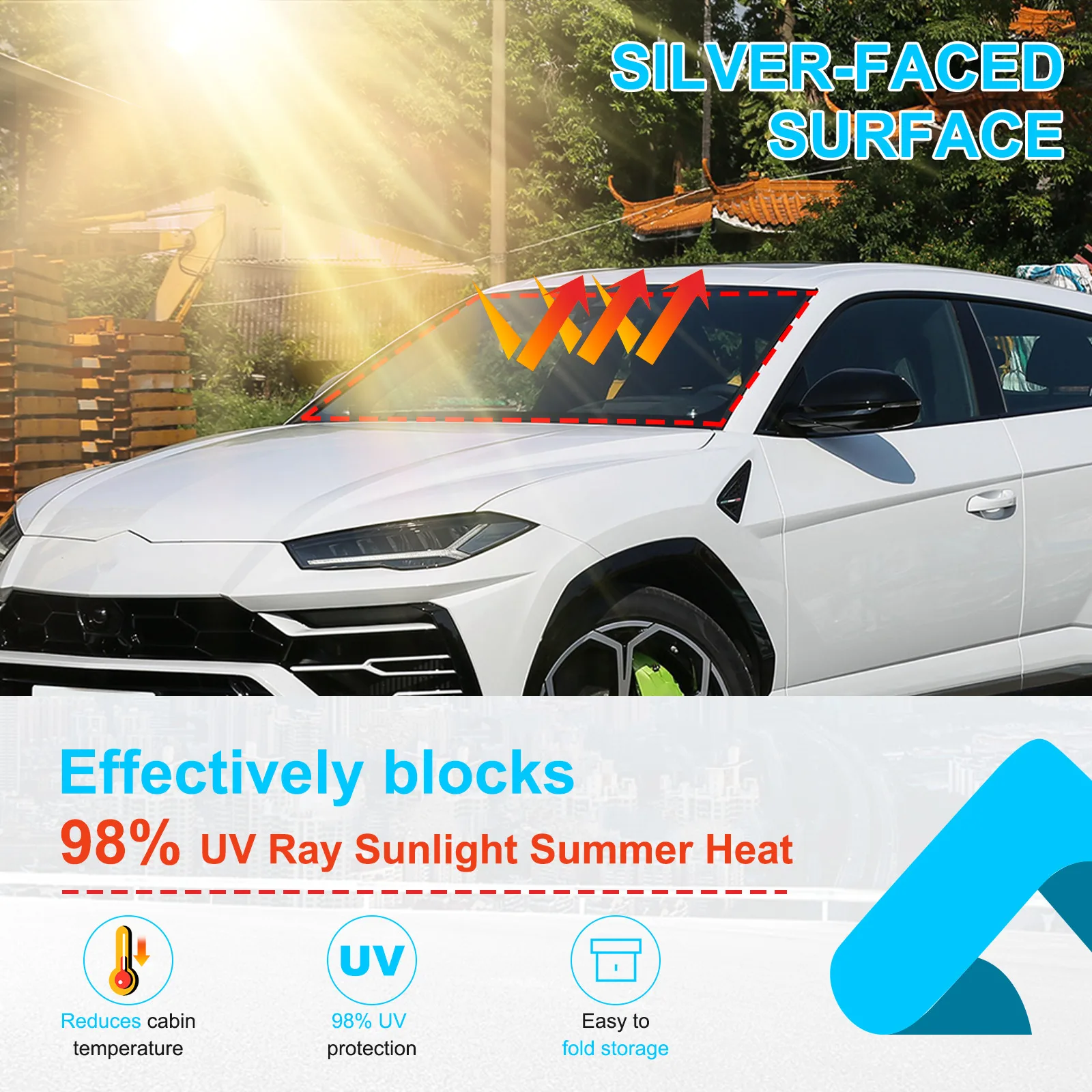 

For Lamborghini URUS 2018-2021 aluminum foil Car Front Windshield Full window glass Sun Protection Parasol Car Accessories