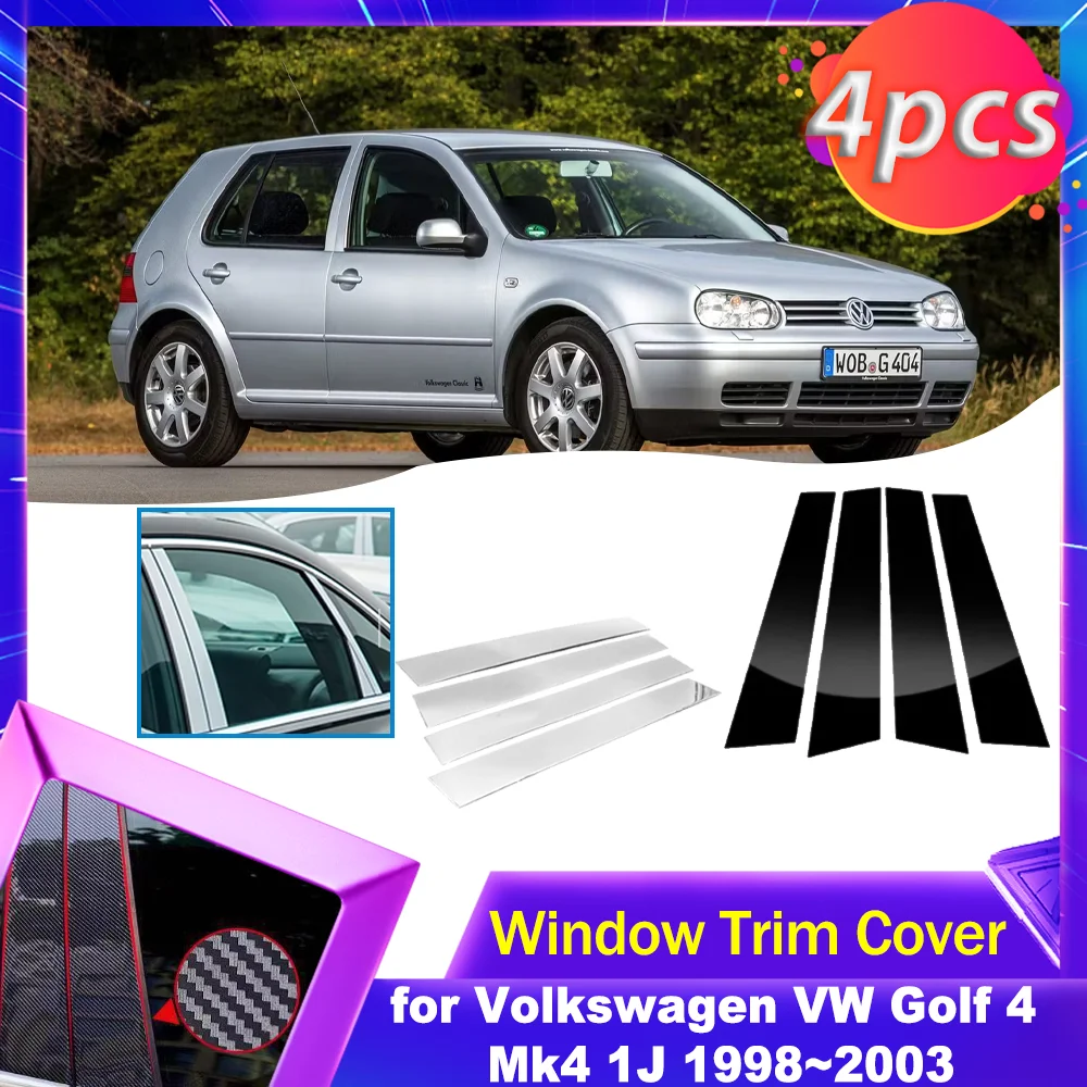 

Car Door Window Trim Cover for Volkswagen VW Golf 4 Mk4 1J 1998~2003 Carbon Fiber Chrome Black Sticker Pillar Posts Accessories