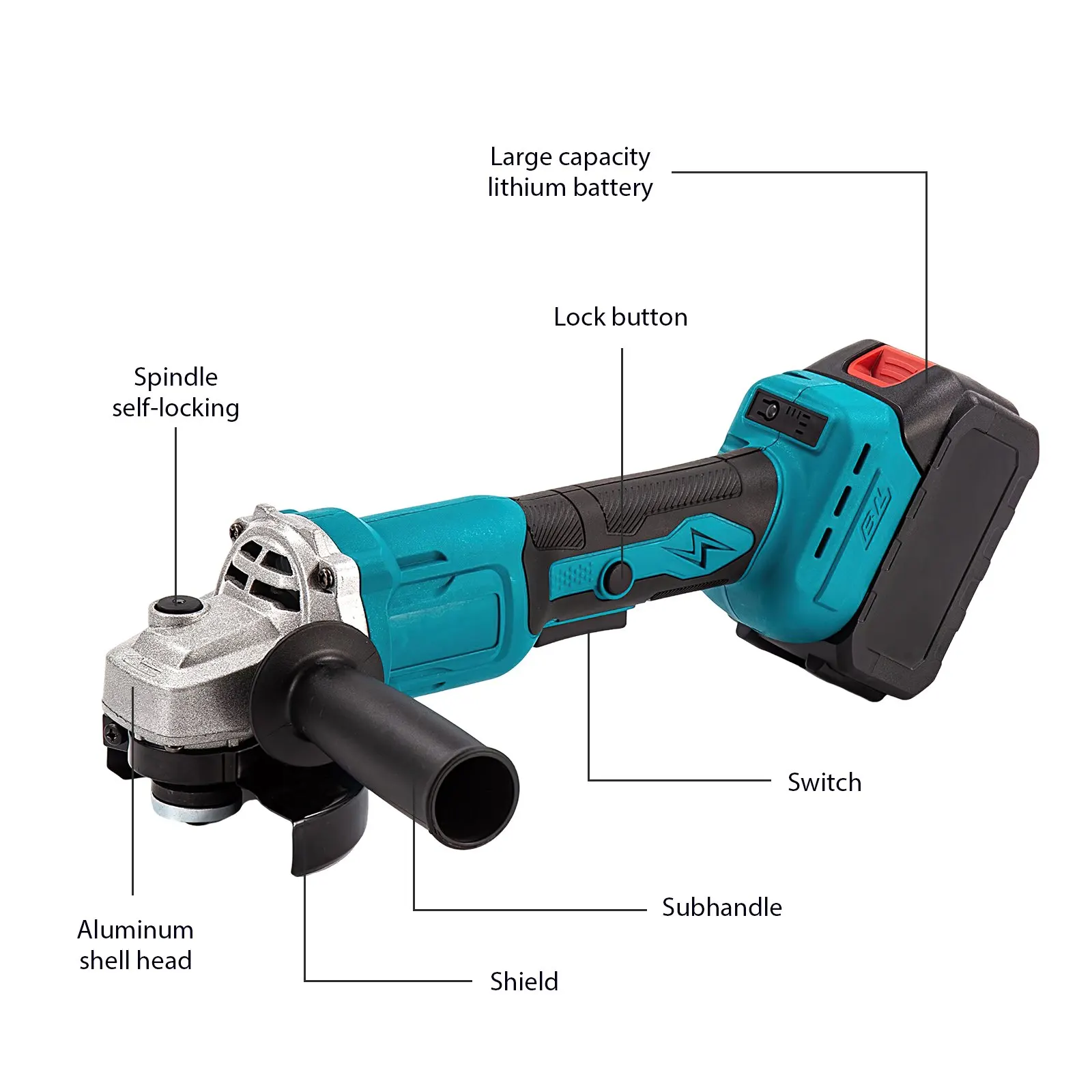 125mm Brushless Angle Grinder Polishing Cutting Machine 1000W Cordless Electric Angle Grinder Power Tool for Makita 18V Battery