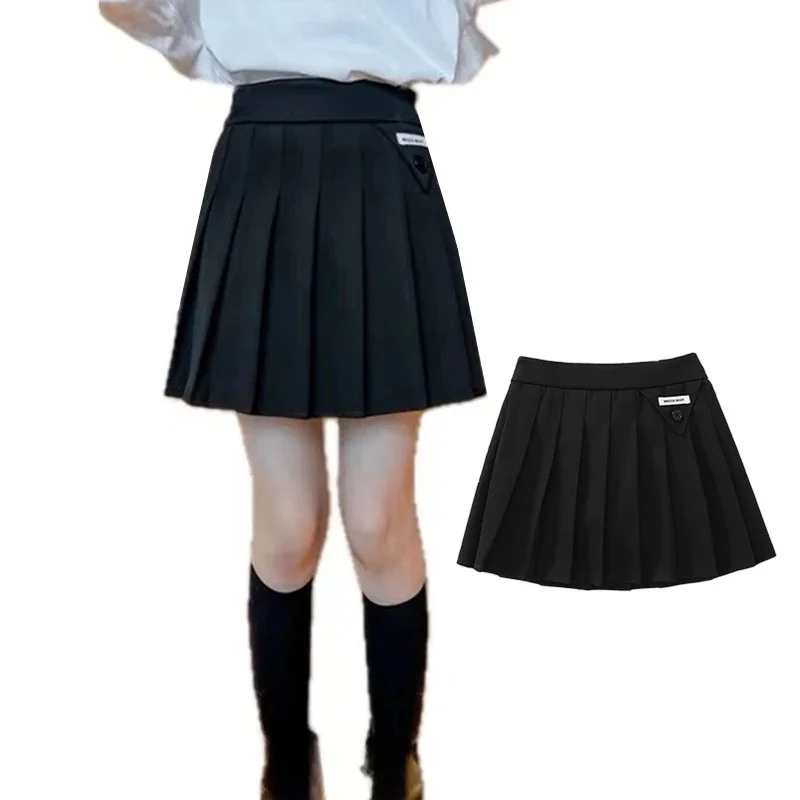 Japońska plisowana spódnica dla dziewczynek w stylu preppy Czarna mini spódniczka dla nastoletnich dzieci Modna odzież 5 6 7 8 9 10 11 12 13 14 — zdjęcie 2